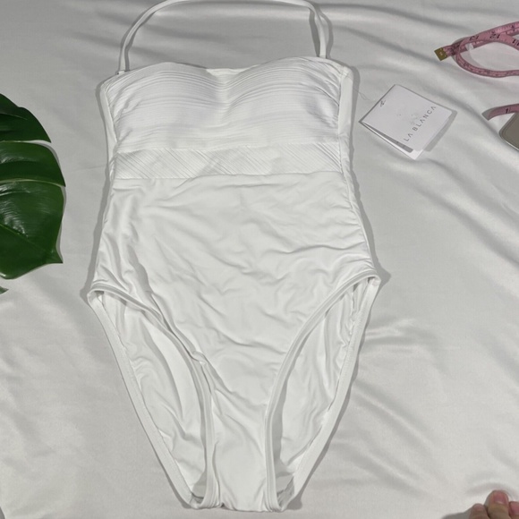 NEW La Blanca [ 0 ] Lets Duet Bandeau One Piece Swimsuit in‎ White - Picture 4 of 12